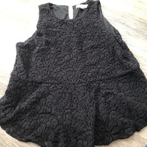 Loft: Black Peplum Lace Shell